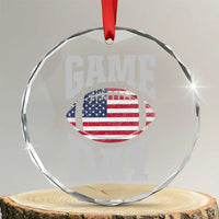 Game Day Football Crystal Glass Ornament Funny Sunday Retro Patriotic American Flag - Wonder Print Shop