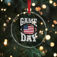 Game Day Football Crystal Glass Ornament Funny Sunday Retro Patriotic American Flag TS10