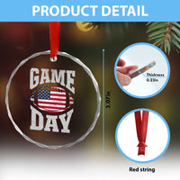 Game Day Football Crystal Glass Ornament Funny Sunday Retro Patriotic American Flag TS10