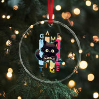 Game Time Crystal Glass Ornament Cute Black Cat Gamer Lover Gift - Wonder Print Shop