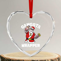Gangsta Wrapper Funny Xmas Santa Hip Hop Heart Crystal Glass Ornament - Wonder Print Shop