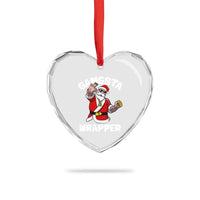 Gangsta Wrapper Funny Xmas Santa Hip Hop Heart Crystal Glass Ornament - Wonder Print Shop