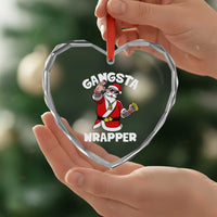 Gangsta Wrapper Funny Xmas Santa Hip Hop Heart Crystal Glass Ornament - Wonder Print Shop
