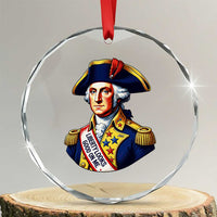 George Washington Patriotic History Graphic Crystal Glass Ornament Liberty Looks Good On Me 4th of July Founding Father Humor