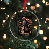 George Washington Playing Guitar USA 250th Anniversary Vintage 4th of July Crystal Glass Ornament