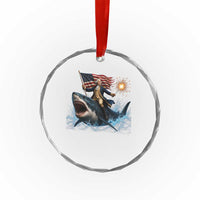 George Washington Riding Shark Crystal Glass Ornament Funny 4th Of July Independence Day 1776 Meme American Flag