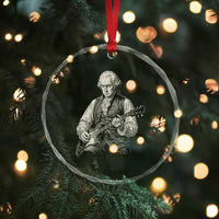 George Washington Rock Star Portrait Crystal Glass Ornament Funny Electric Guitar Player Founding Father Patriotic Graphic