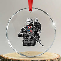 George Washington Tactical Soldier Crystal Glass Ornament Military Patriot Bald Eagle USA Flag Gift