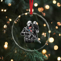 George Washington Tactical Soldier Crystal Glass Ornament Military Patriot Bald Eagle USA Flag Gift