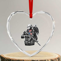 George Washington Tactical Soldier Heart Crystal Glass Ornament Military Patriot Bald Eagle USA Flag Gift