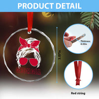 Georgia Lovers Crystal Glass Ornament Bulldogs Game Day Messy Bun - Wonder Print Shop