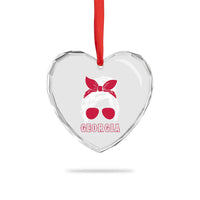 Georgia Lovers Heart Crystal Glass Ornament Bulldogs Game Day Messy Bun - Wonder Print Shop