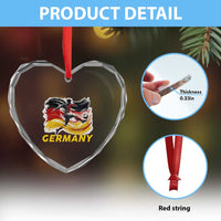 Germany Soccer Fan Heart Crystal Glass Ornament German Football Flag Game Day Supporter