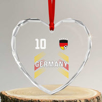 Germany Soccer Sports Graphic Number 10 Jersey Style Heart Crystal Glass Ornament Proud German Football Fans Game Day Pride