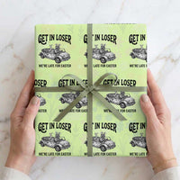 Get In Loser We're Late For Easter Wrapping Paper Roll Funny Easter Raccoon Frog Goose Humor