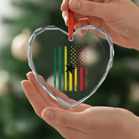 Ghana American Flag Heart Crystal Glass Ornament Vintage Ghanaian Pride Heritage Graphic for Ghanaian Americans