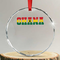 Ghana Flag Crystal Glass Ornament Varsity Lettering Design Ghanaian Pride Heritage Graphic