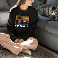 Sarcastic Cat Sweatshirt Ew People Hater - Wonder Print Shop
