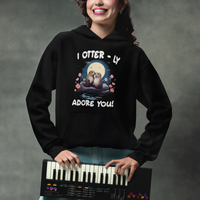 Valentine's Day Hoodie I Otterly Adore You Cute Otter Holding Hand Kisses - Wonder Print Shop