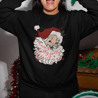 Vintage Christmas Santa Claus Face Xmas Funny Old Fashioned Sweatshirt - Wonder Print Shop