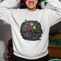 Santa Claus Biker Sweatshirt Riding Motorcycle Christmas - Wonder Print Shop