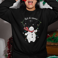 Christmas Sweatshirt Let It Snow Cute Snowman Xmas - Wonder Print Shop