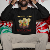 Christmas Sweatshirt Happy Kwanzaa African American Candles - Wonder Print Shop