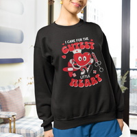Valentine's Day Sweatshirt I Care For Cutest Little Hearts Nurse Life - Wonder Print Shop