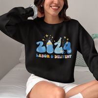 Retro 2024 Labor and Delivery Unit Nurse New Years Eve Rn Np Sweatshirt - Wonder Print Shop