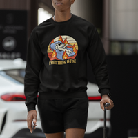 Everything Is Fine Dog Eating Popcorn Funny Burning Meme Sweatshirt - Wonder Print Shop