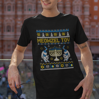 Hanukkah Cat T Shirt Meowzel Tov Funny Chanukah Jewish Cat Owner Ugly Hanukkah - Wonder Print Shop