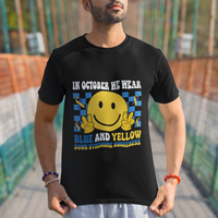 Down Syndrome Awareness T Shirt In October We Wear Blue And Yellow Support Squad - Wonder Print Shop