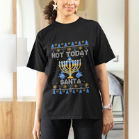 Ugly Hanukkah T Shirt Not Today Santa Chanukah Jewish Festival Jew Ugly Hanukkah - Wonder Print Shop