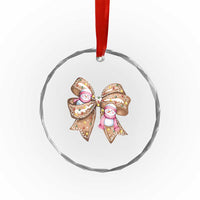 Gingerbread Coquette Bow Xmas Crystal Glass Ornament Cute Snowman Girly Gifts For Her TS10