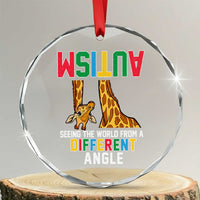 Giraffe Autism Awareness Crystal Glass Ornament Seeing World Different Angle - Wonder Print Shop
