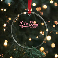 Girl Dad Est 2026 Crystal Glass Ornament Dad Of Girl 2026 Pink Baby Announcement - Wonder Print Shop