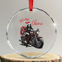 Girl Motorcycle Santa Crystal Glass Ornament Lady Biker Merry Christmas TS10