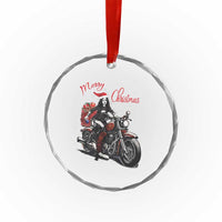 Girl Motorcycle Santa Crystal Glass Ornament Lady Biker Merry Christmas TS10