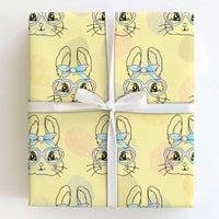 Girls Easter Bunny Wrapping Paper Roll Rabbit Face Tie Dye Glasses Happy Easter Day