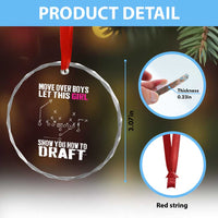 Girls Fantasy Football Crystal Glass Ornament Move Over Boys Draft Party Commish FFL TS10