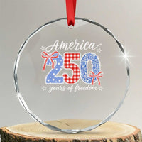 Girly America 250 Years Of Freedom Crystal Glass Ornament 4th of July Coquette Bow