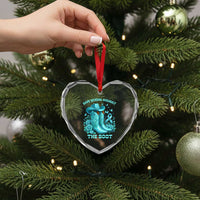 Give Sexual Assault The Boot Heart Crystal Glass Ornament Cowgirl Awareness Month Teal Ribbon Support
