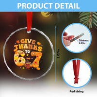 Give Thanks To 67 Crystal Glass Ornament Funny Brainrot Six Seven Meme Thanksgiving Gift TS12