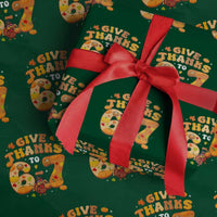 Give Thanks To 67 Wrapping Paper Roll Funny Brainrot Six Seven Meme Thanksgiving Gift - Wonder Print Shop