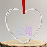 Glowing Arizona State Map Outline Graphic Heart Crystal Glass Ornament Neon Gradient Cactus Desert Travel Souvenir