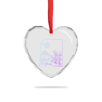 Glowing Arizona State Map Outline Graphic Heart Crystal Glass Ornament Neon Gradient Cactus Desert Travel Souvenir