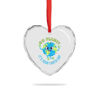 Go Planet It's Your Earth Day Heart Crystal Glass Ornament - Wonder Print Shop