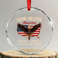 God Bless America 250th Anniversary Crystal Glass Ornament 250 Years USA 4th Of July