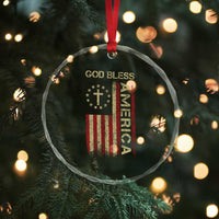 God Bless America Crystal Glass Ornament American Flag 4th Of July Patriotic Christian TS10
