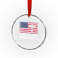 God Bless America Crystal Glass Ornament Cross USA Flag Patriotic 4th of July Christian TS10